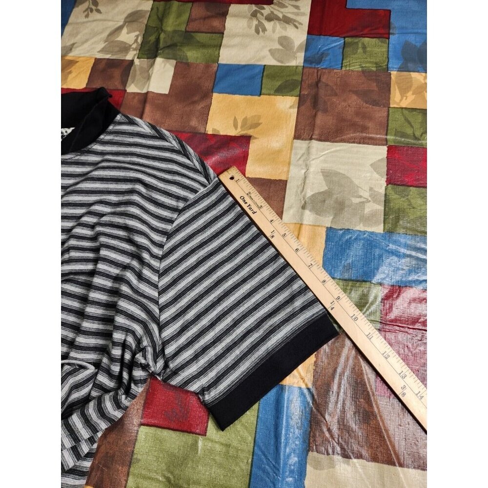 Cremieux Mens Size L Polo Shirt Black Gray Striped Monte Carlo 100% Cotton -25 - Picture 11 of 11